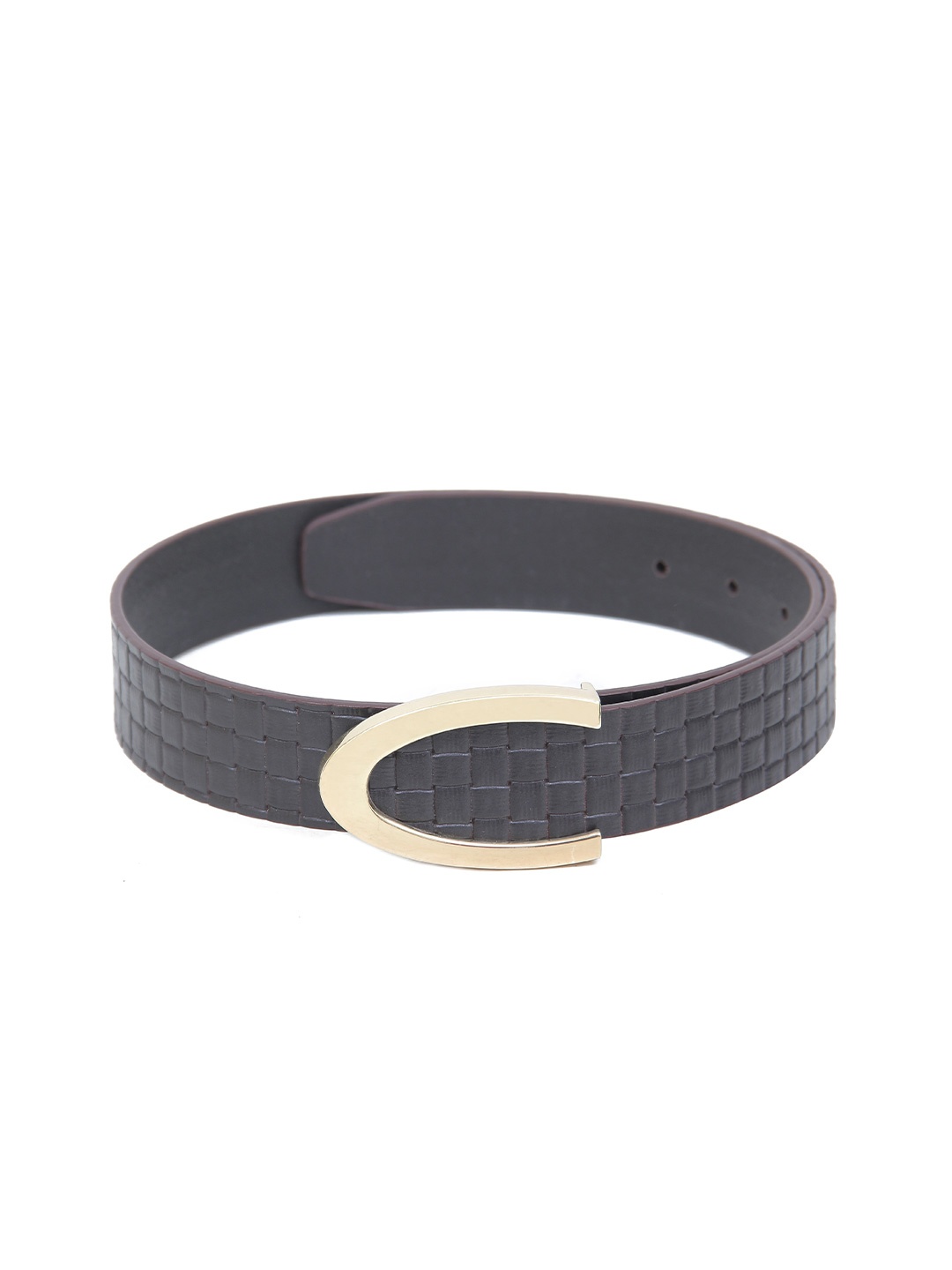

Calvadoss Boys Checked Leather Belt, Brown