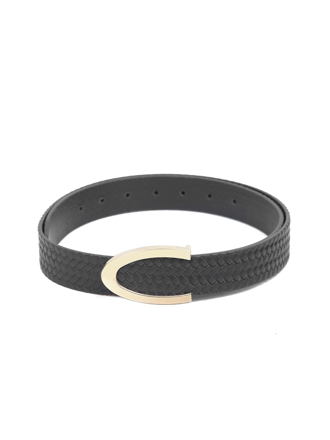 

Calvadoss Women Textured Leather Belt, Black