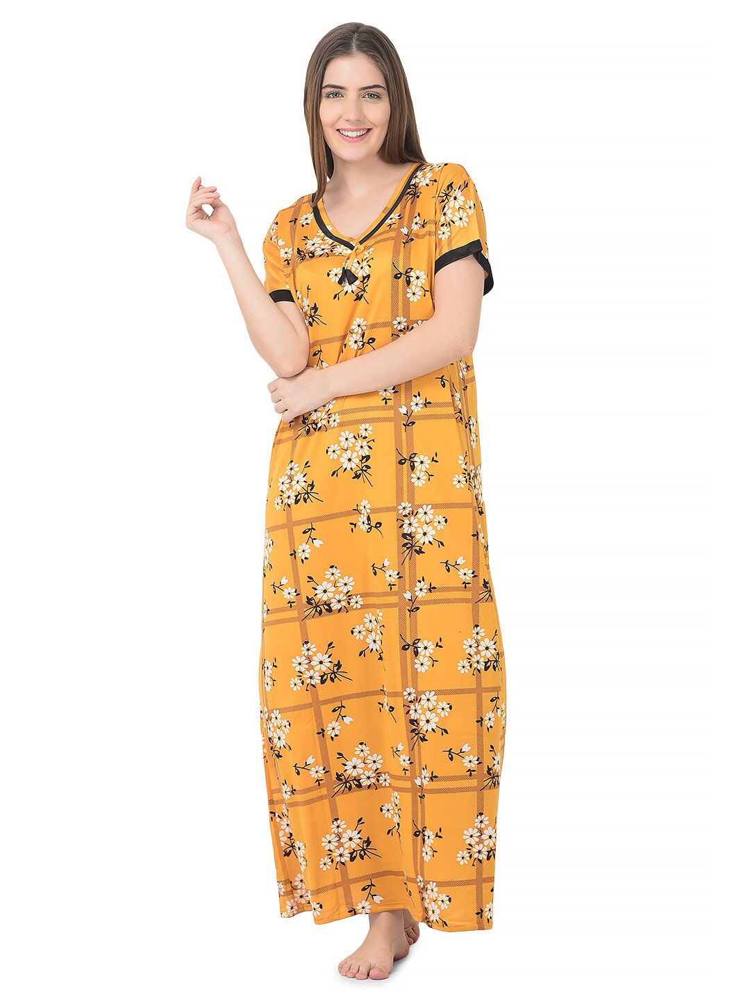 

Noty Floral Printed Maxi Nightdress, Mustard