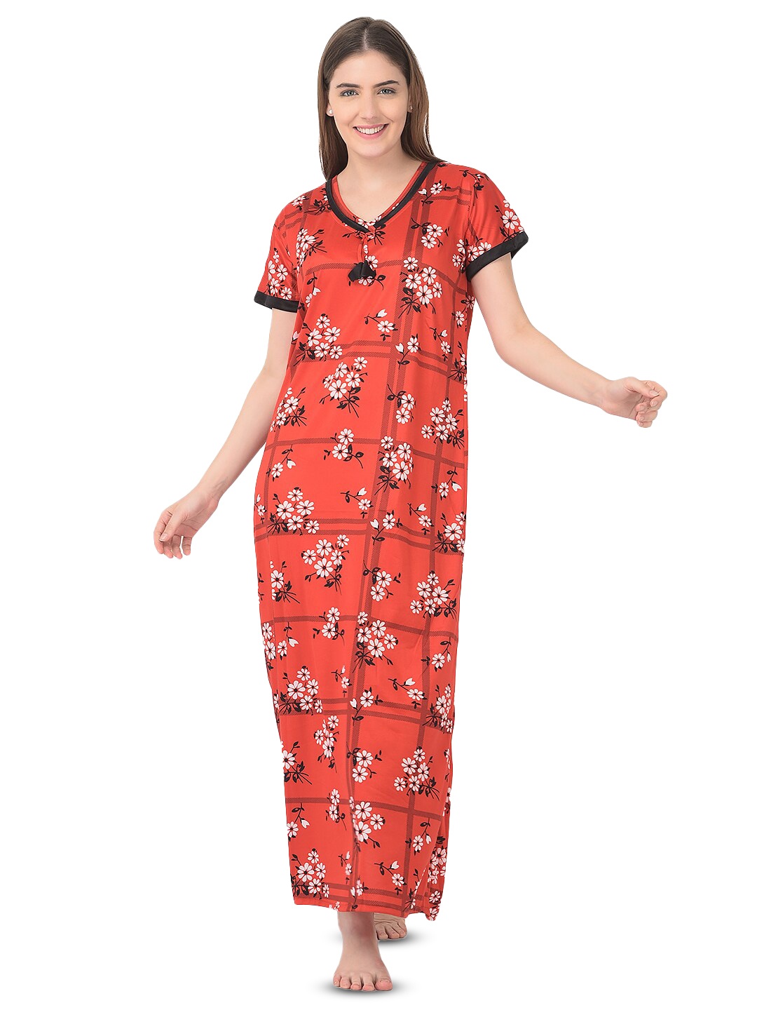 

Noty Floral Printed Maxi Nightdress, Red
