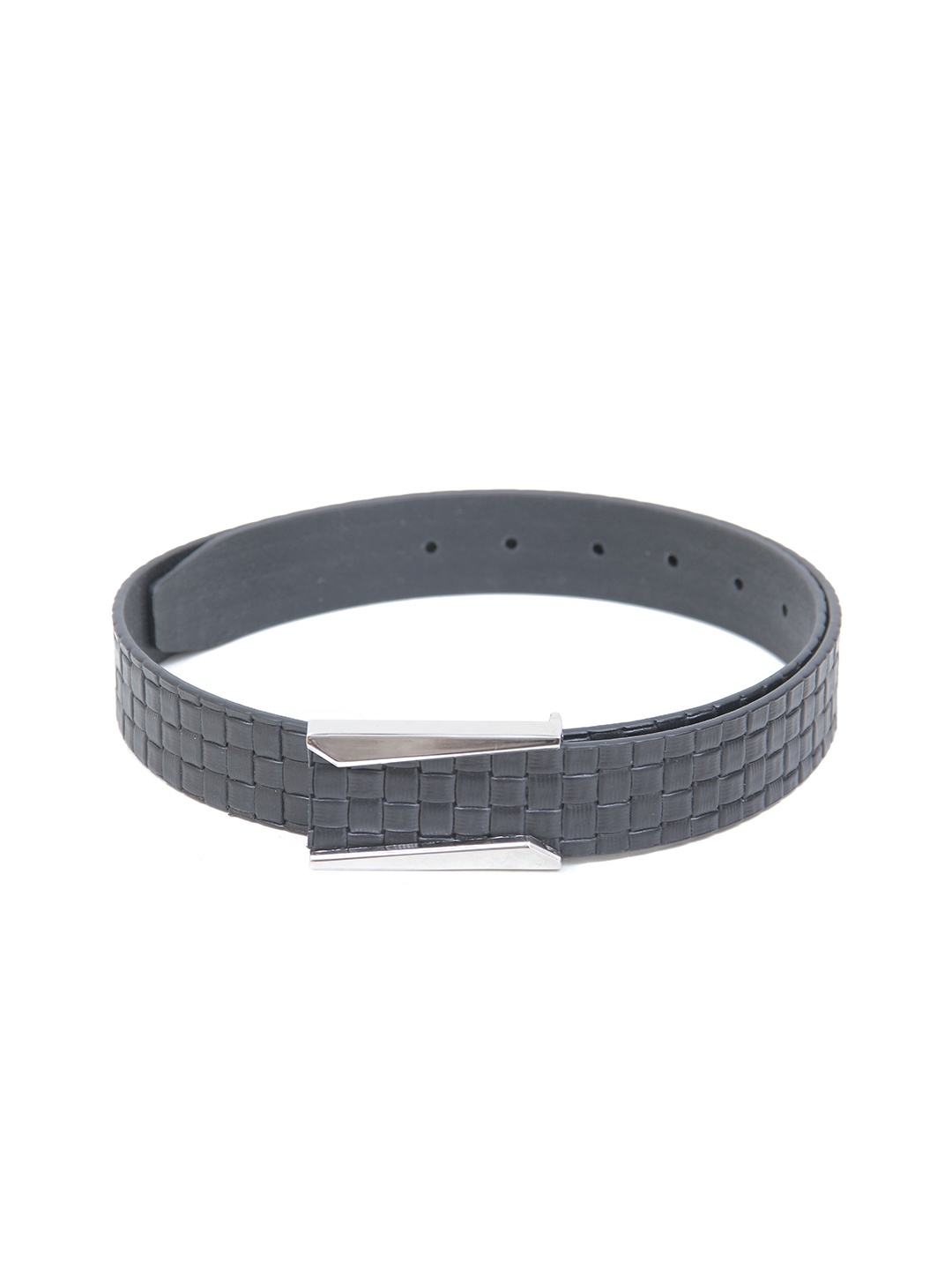 

Calvadoss Men Textured Leather Belt, Grey