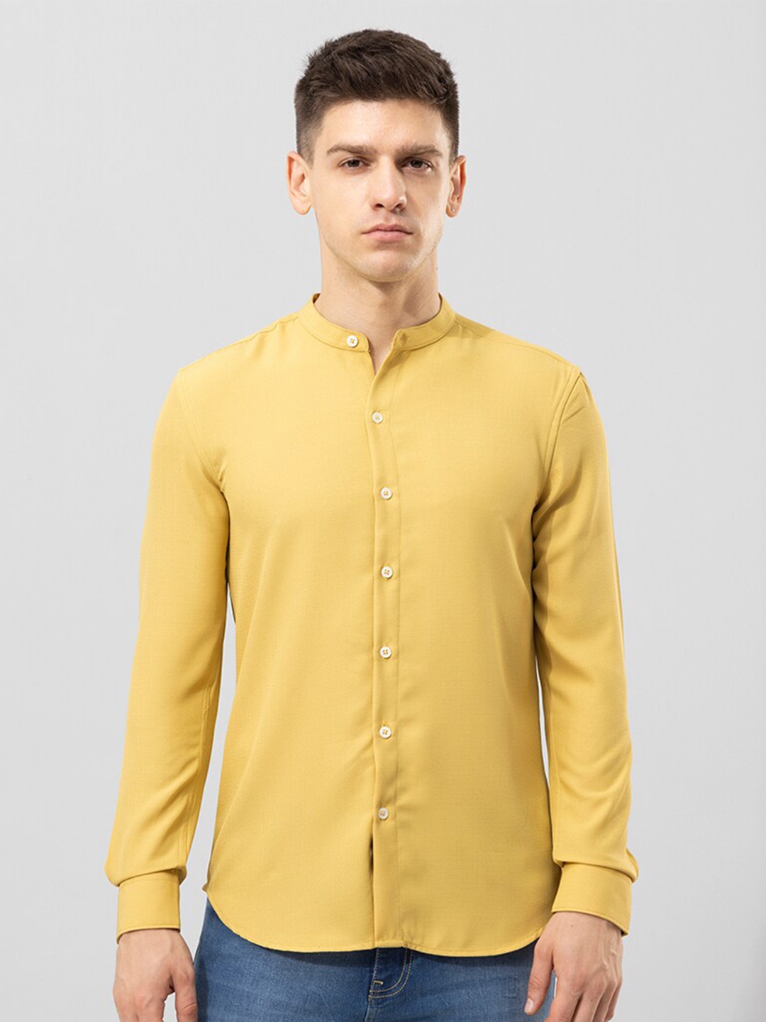 

Snitch Yellow Classic Slim Fit Opaque Cotton Casual Shirt