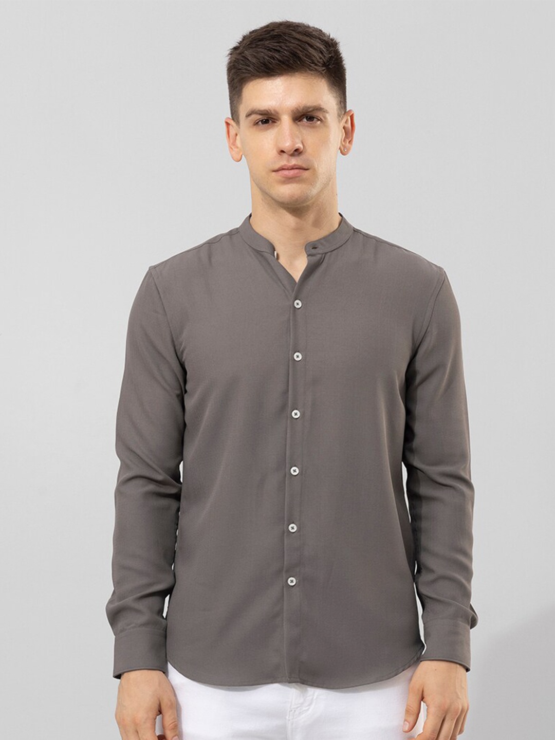 

Snitch Grey Classic Slim Fit Opaque Cotton Casual Shirt