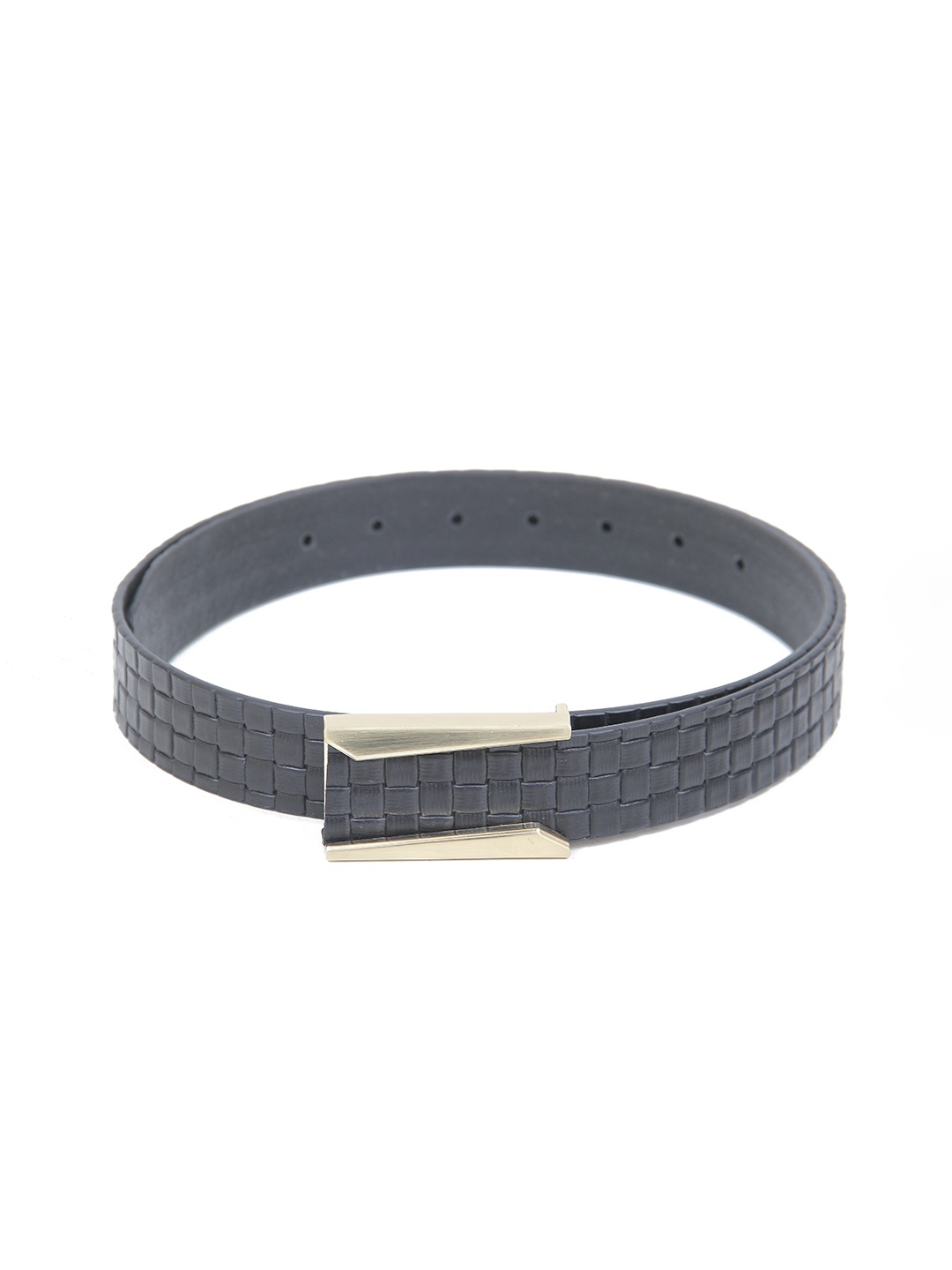 

Calvadoss Women Checked Leather Belt, Black