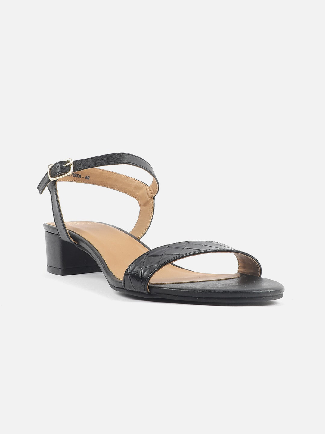 

Carlton London Textured Open Toe Block Heels, Black