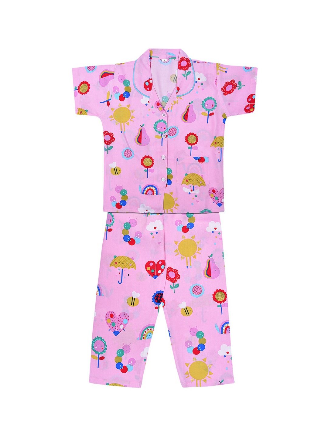 

Wish Karo Boys Conversational Printed Night suit, Pink