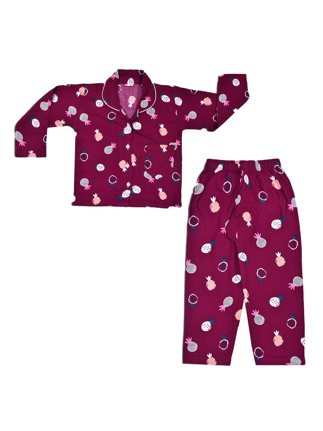 

Wish Karo Boys Conversational Printed Pure Cotton Night suit, Maroon