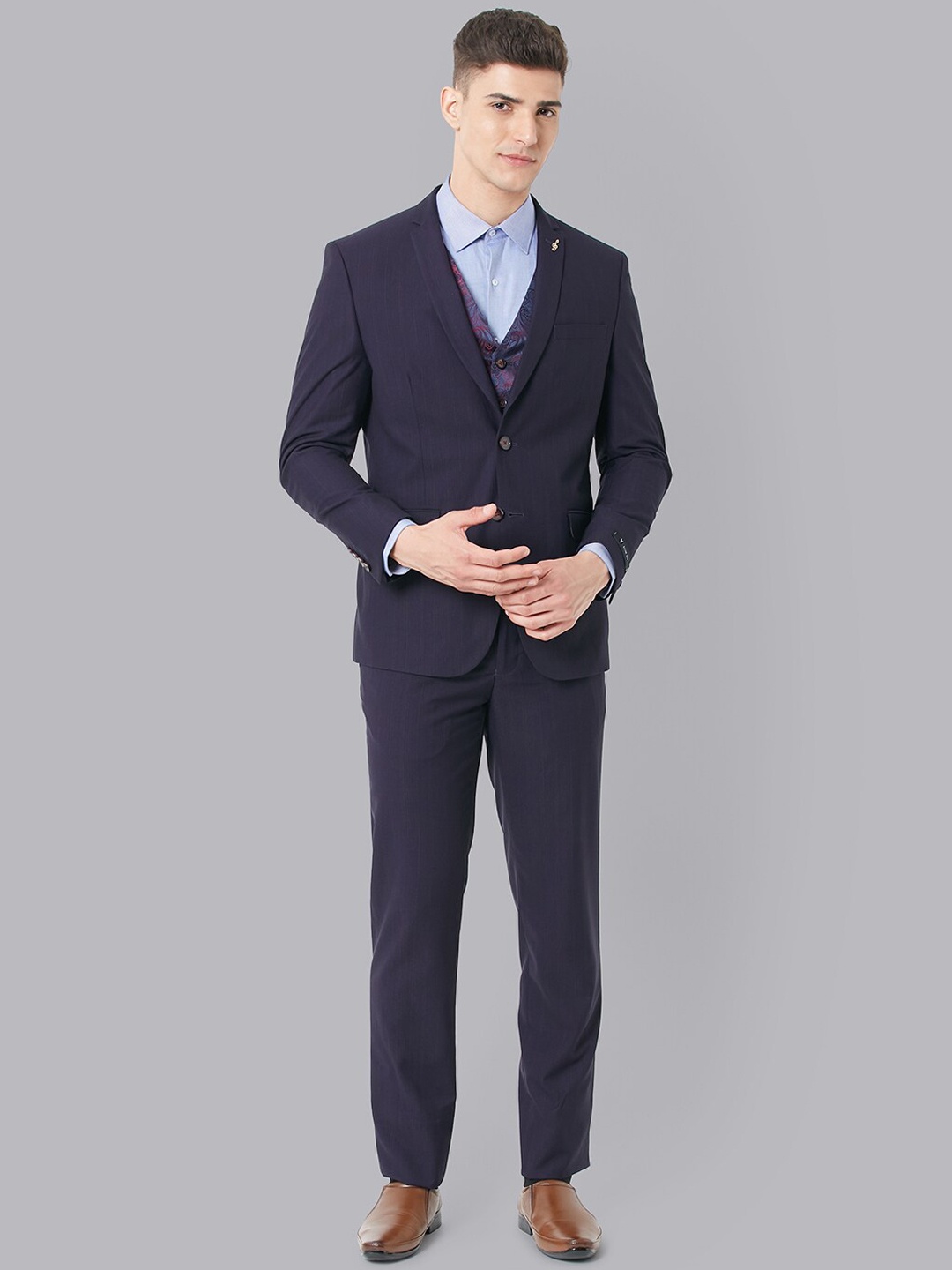 

Van Heusen 3 Piece Single-Breasted Slim Fit Formal Suit, Navy blue