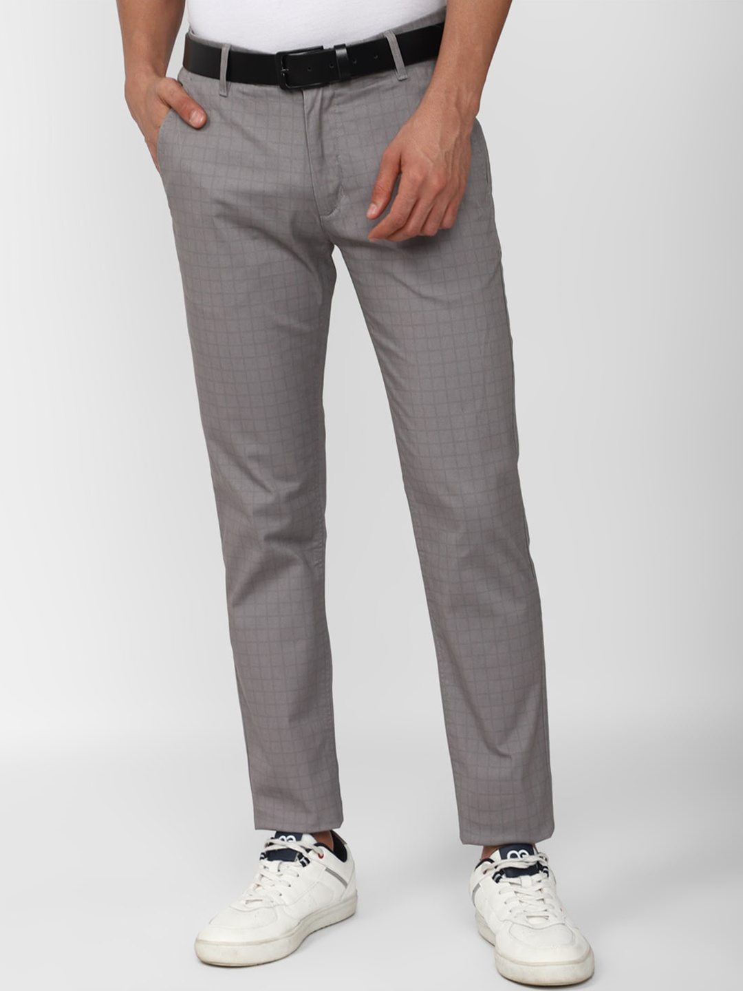 

Peter England Casuals Men Mid-Rise Plain Slim Fit Cotton Formal Trousers, Grey