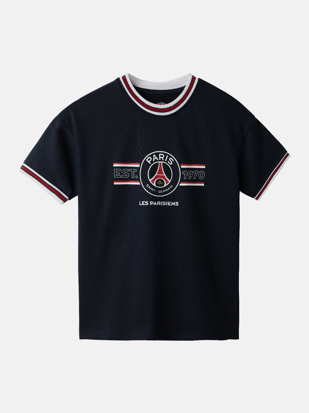 

The Souled Store Boys Navy Blue Typography Printed Pure Cotton Loose T-shirt