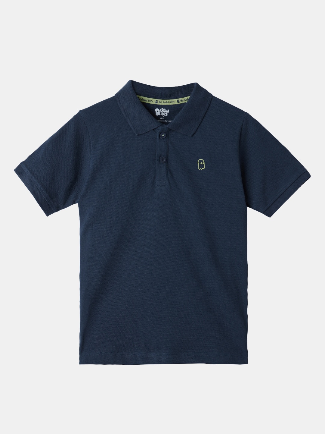 

The Souled Store Boys Blue Polo Collar Pure Cotton T-shirt, Navy blue