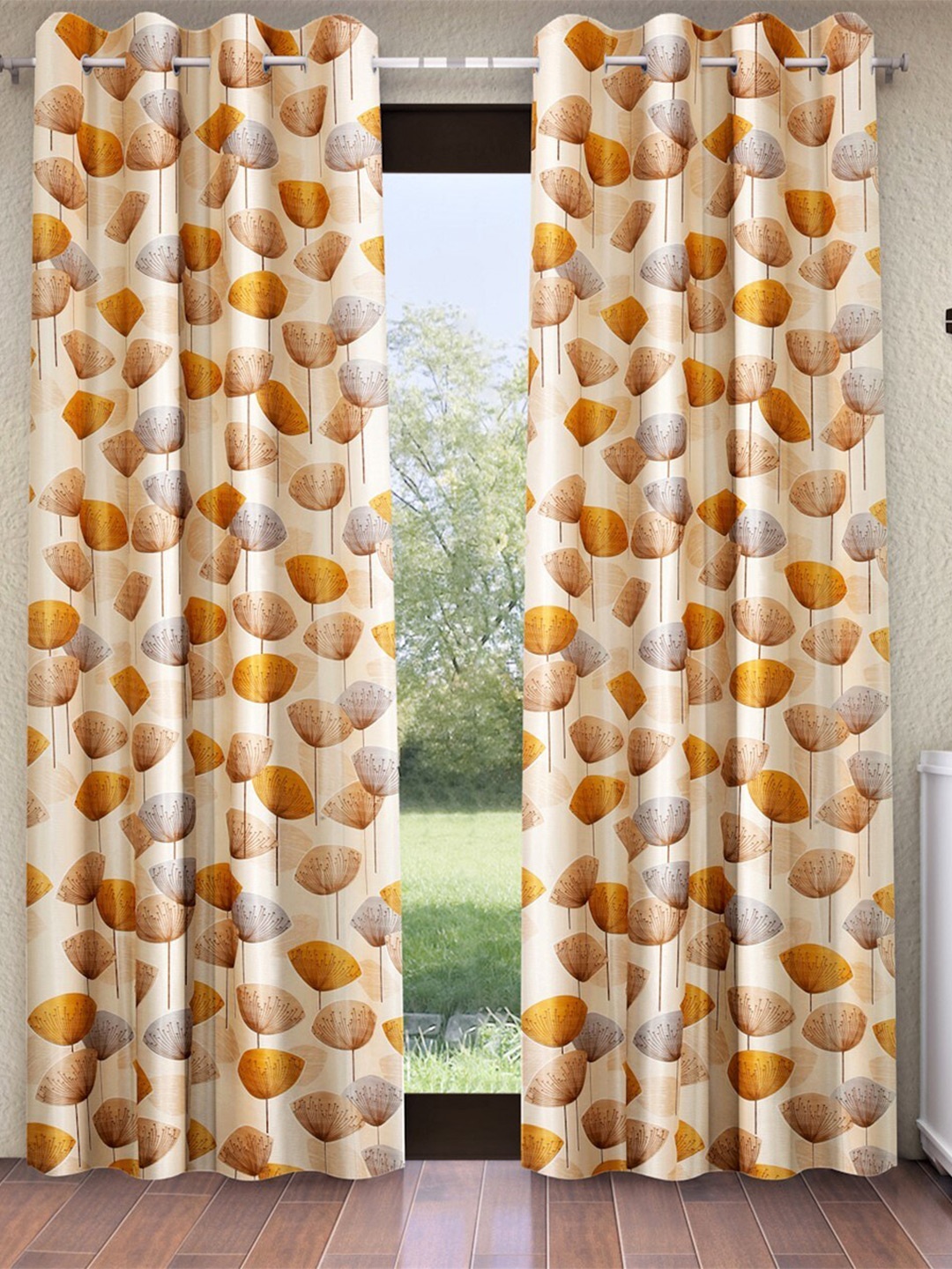 

Home Sizzler Brown & Yellow 2 Pieces Abstract Printed Door Curtains