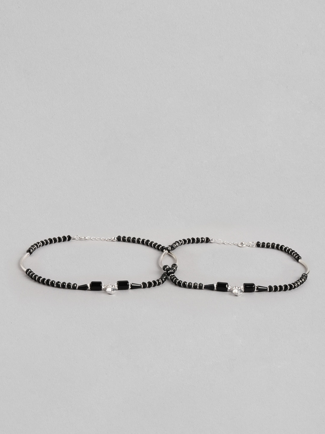 

Zavya Women Set of 2 Silver-Plated Beaded Sterling Silver Anklets
