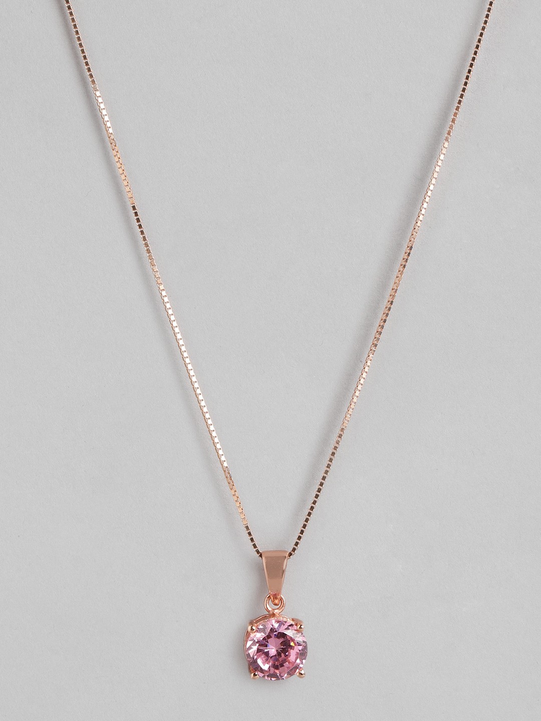

Zavya CZ Studded Sterling Silver Rose Gold-Plated Chain With Pendant