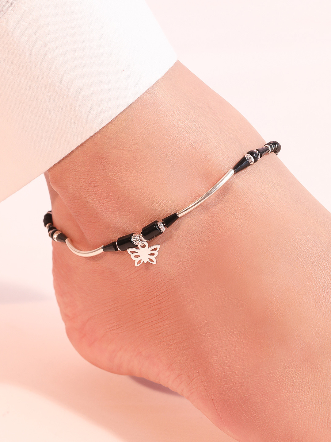 

Zavya Women Silver -Plated Beaded Sterling Silver Anklet