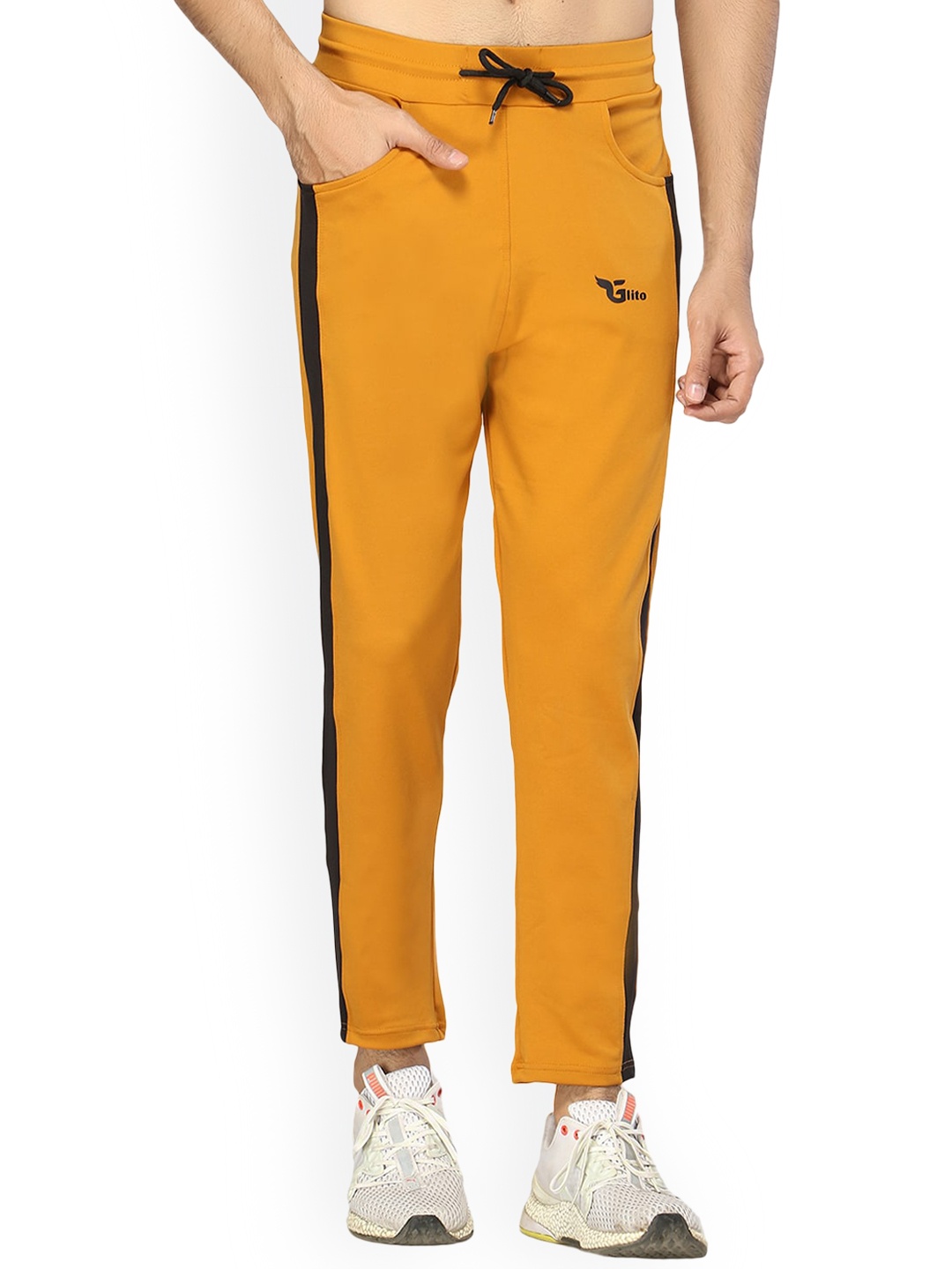 

GLITO Men Mid-Rise Track Pants, Mustard