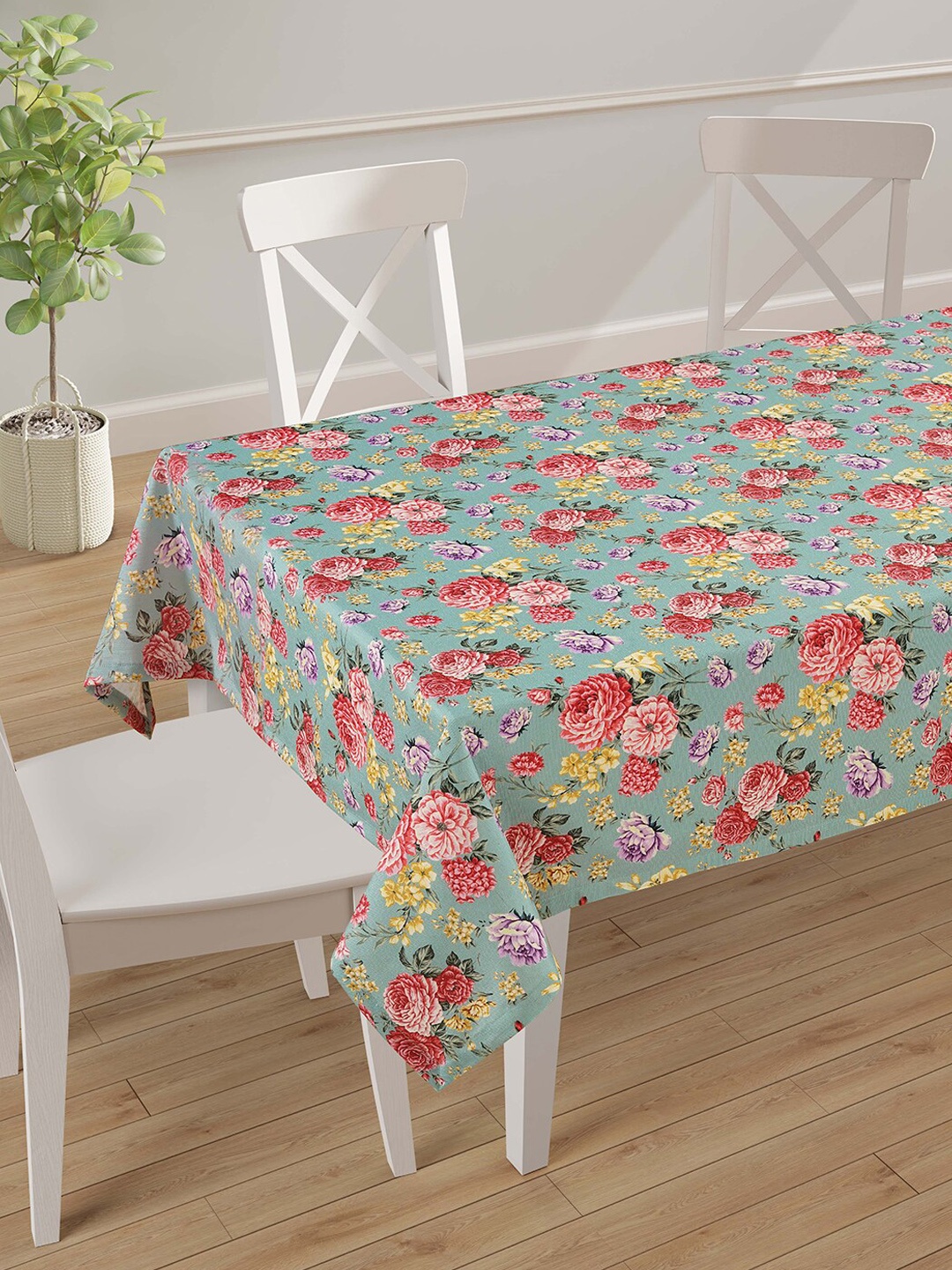 

SWAYAM Green & Red Printed 6-Seater Table Cover