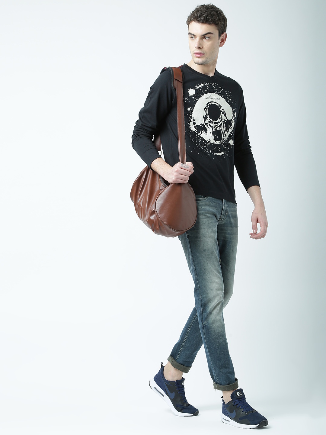 

Huetrap Men Black Printed V-Neck T-shirt