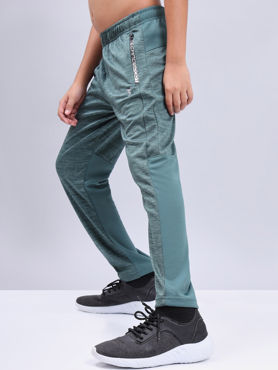 

Technosport Boys Mid-Rise Self Design Antimicrobial Active Track Pants, Green