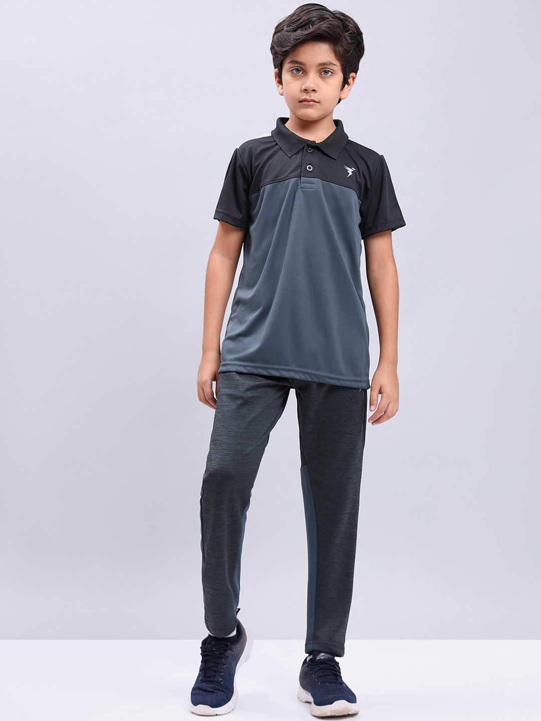 

Technosport Boys Mid Rise Slim Fit Antimicrobial Sports Track Pants, Charcoal