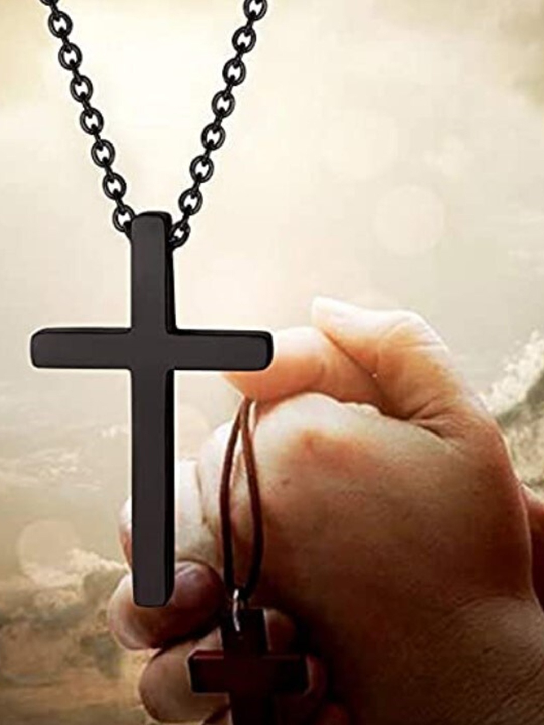 

VIEN Stainless Steel Cross Pendant Necklace, Black
