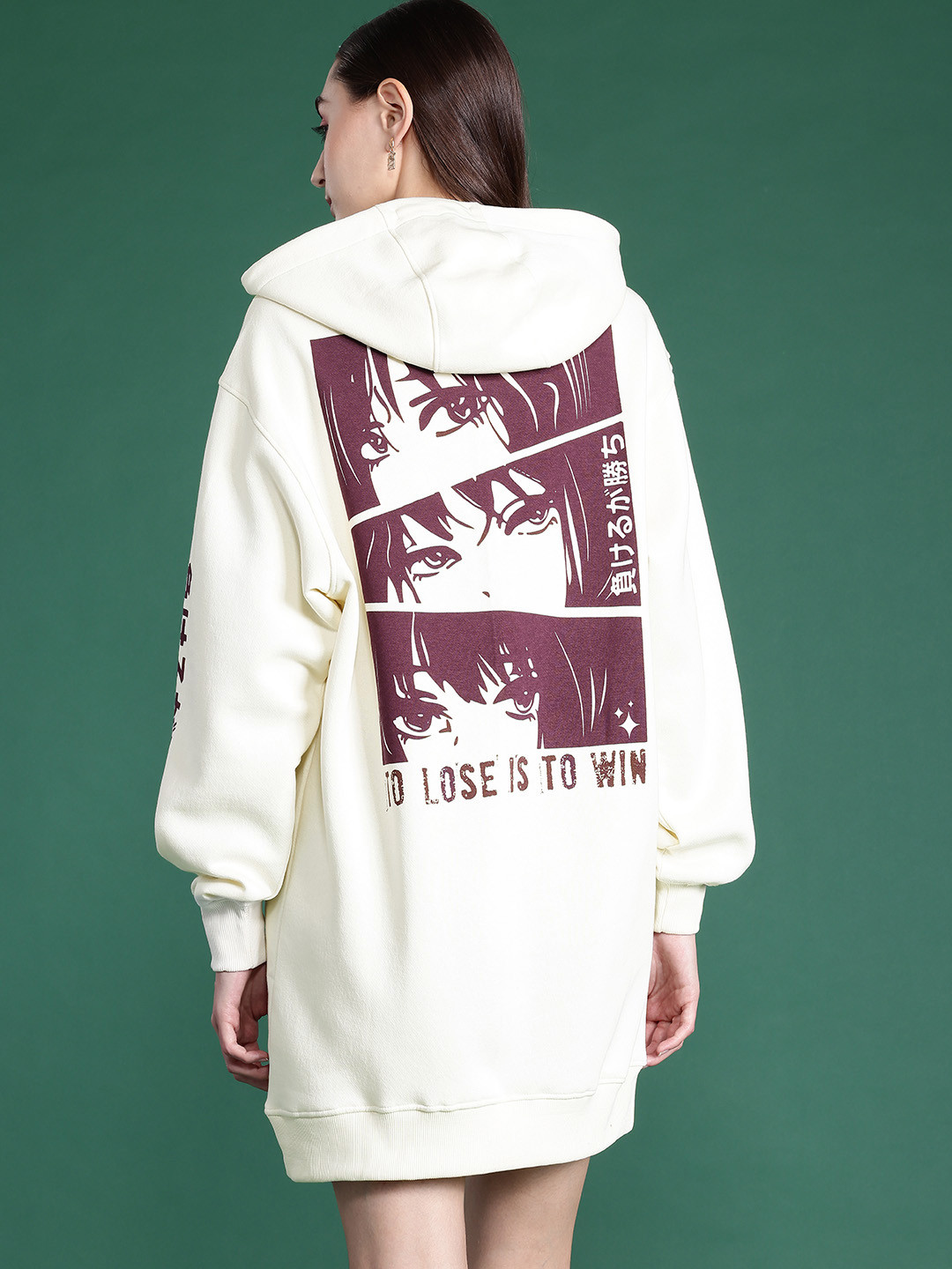 

DressBerry Printed Hooded Mini Sweatshirt Dress, Off white