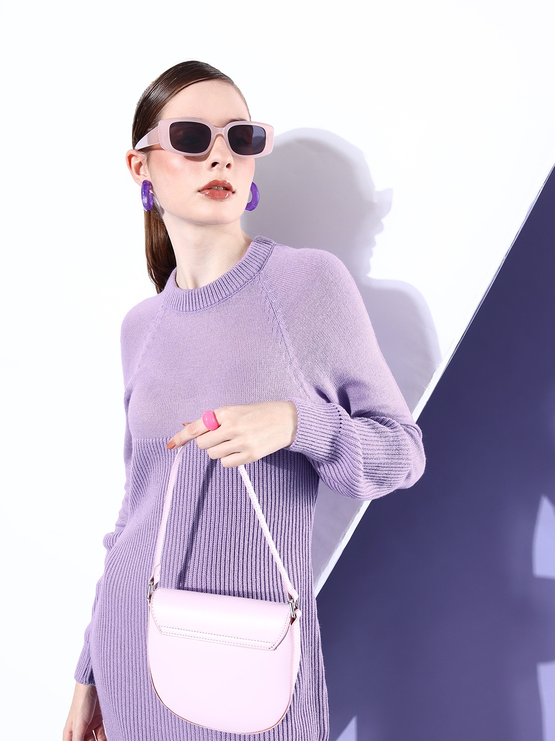 

4WRD by Dressberry Knitted Jumper Dress, Lavender