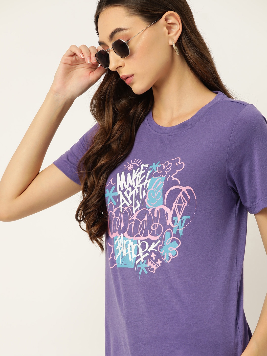 

DressBerry Graphic Printed T-shirt, Purple