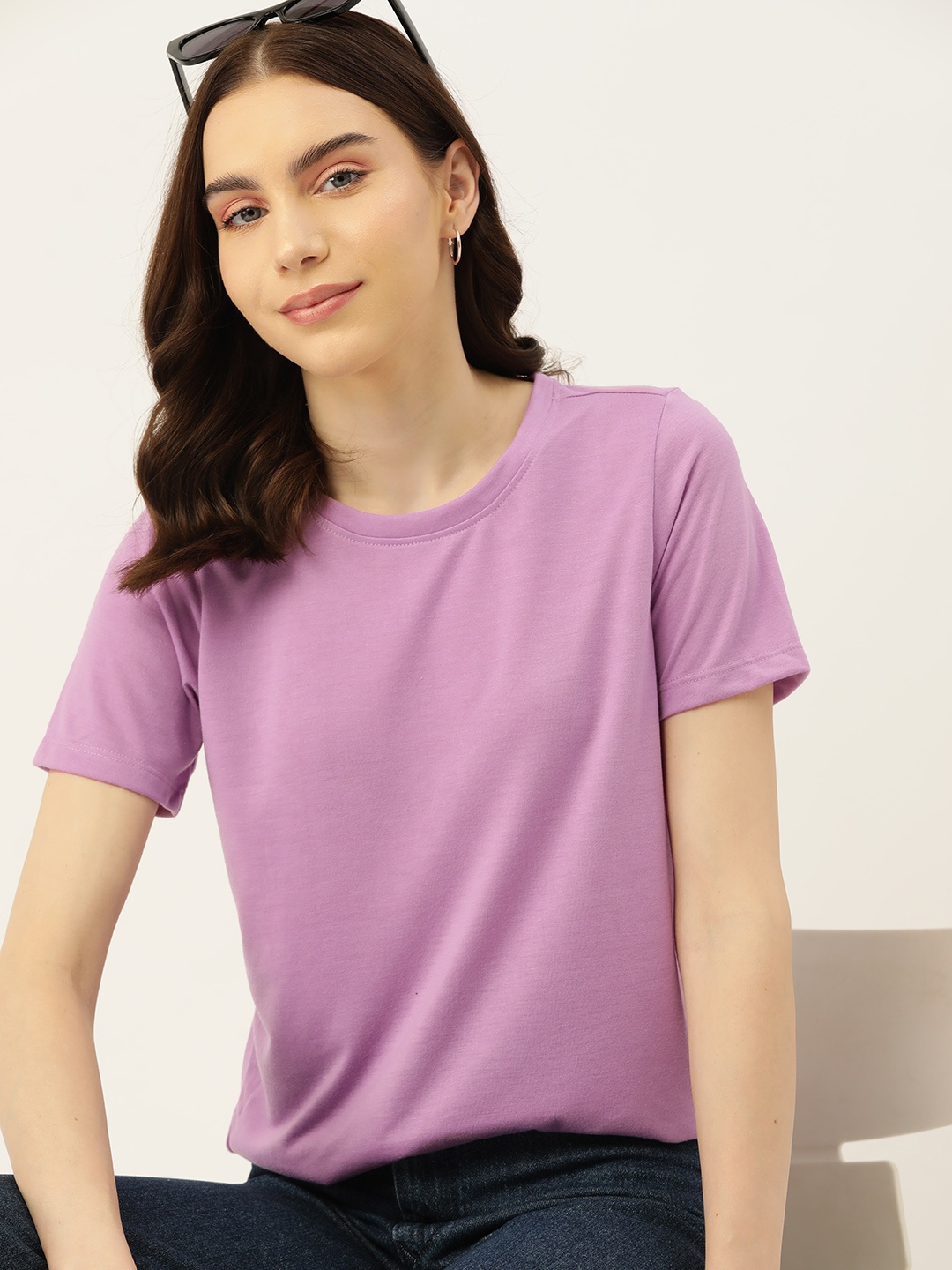 

DressBerry Solid T-shirt, Lavender