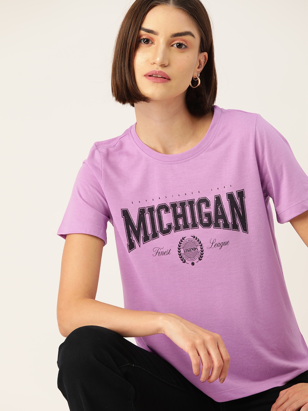 

DressBerry Typography Printed T-shirt, Purple