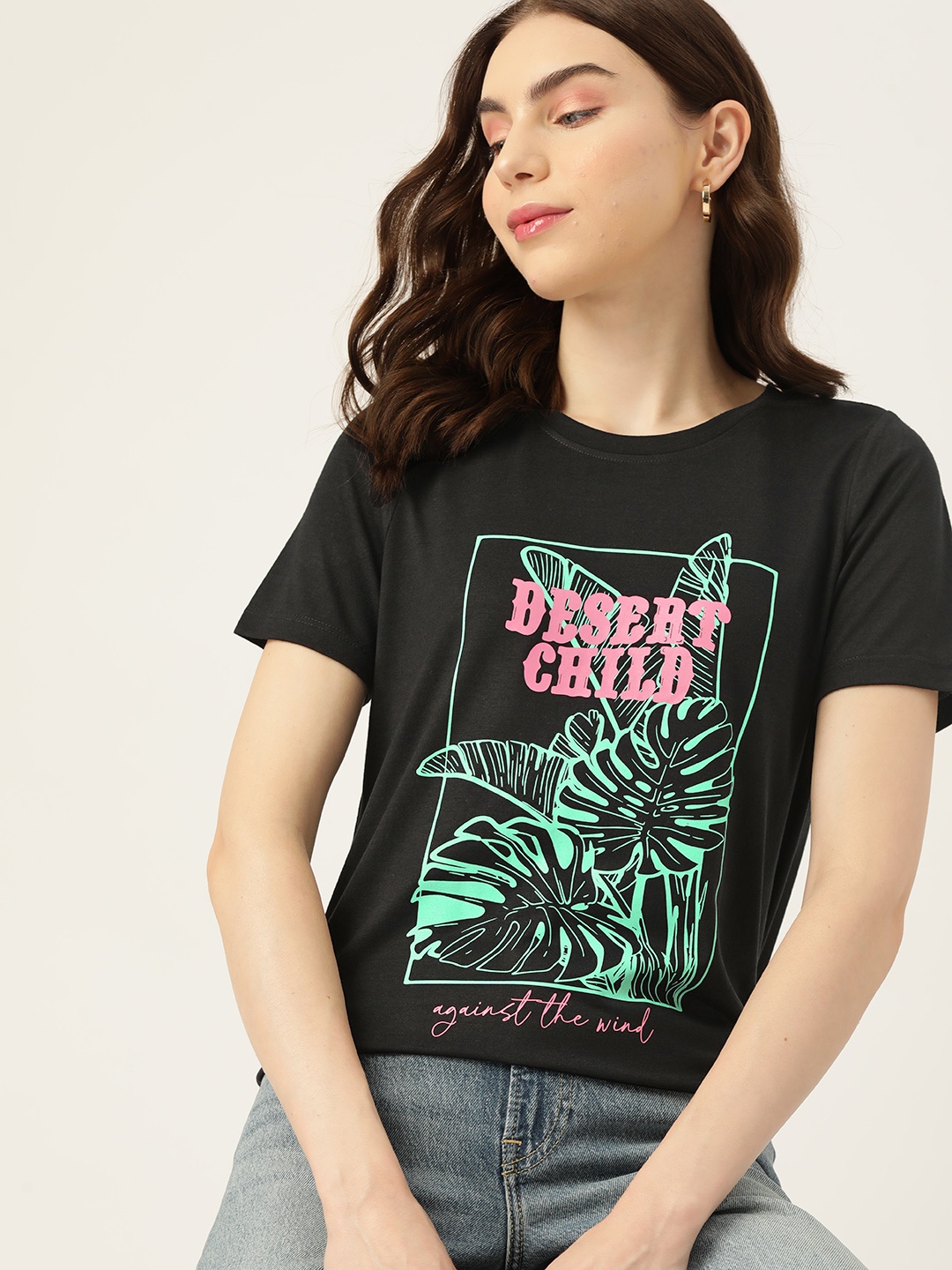 

DressBerry Typography Printed T-shirt, Black