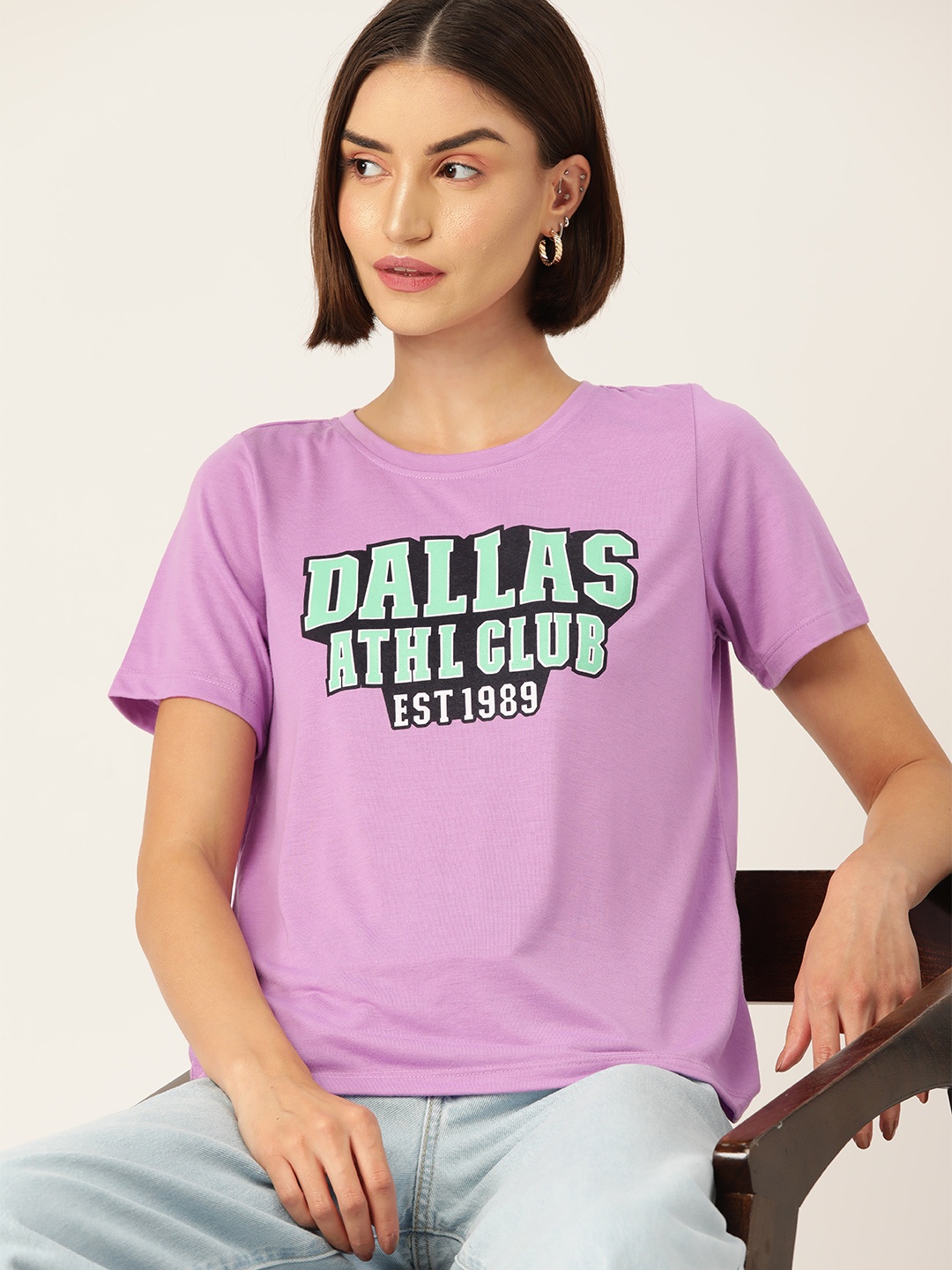 

DressBerry Typography Printed T-shirt, Lavender