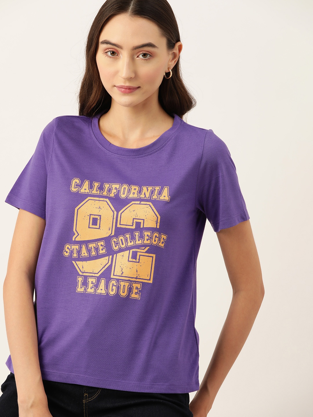 

DressBerry Typography Printed T-shirt, Violet