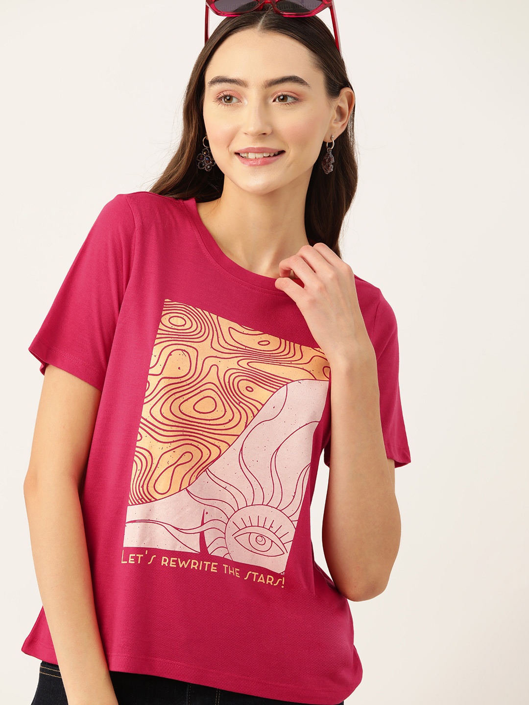 

DressBerry Graphic Printed T-shirt, Red