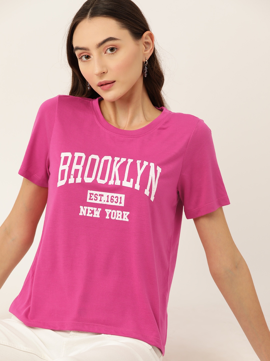 

DressBerry Typography Printed T-shirt, Pink