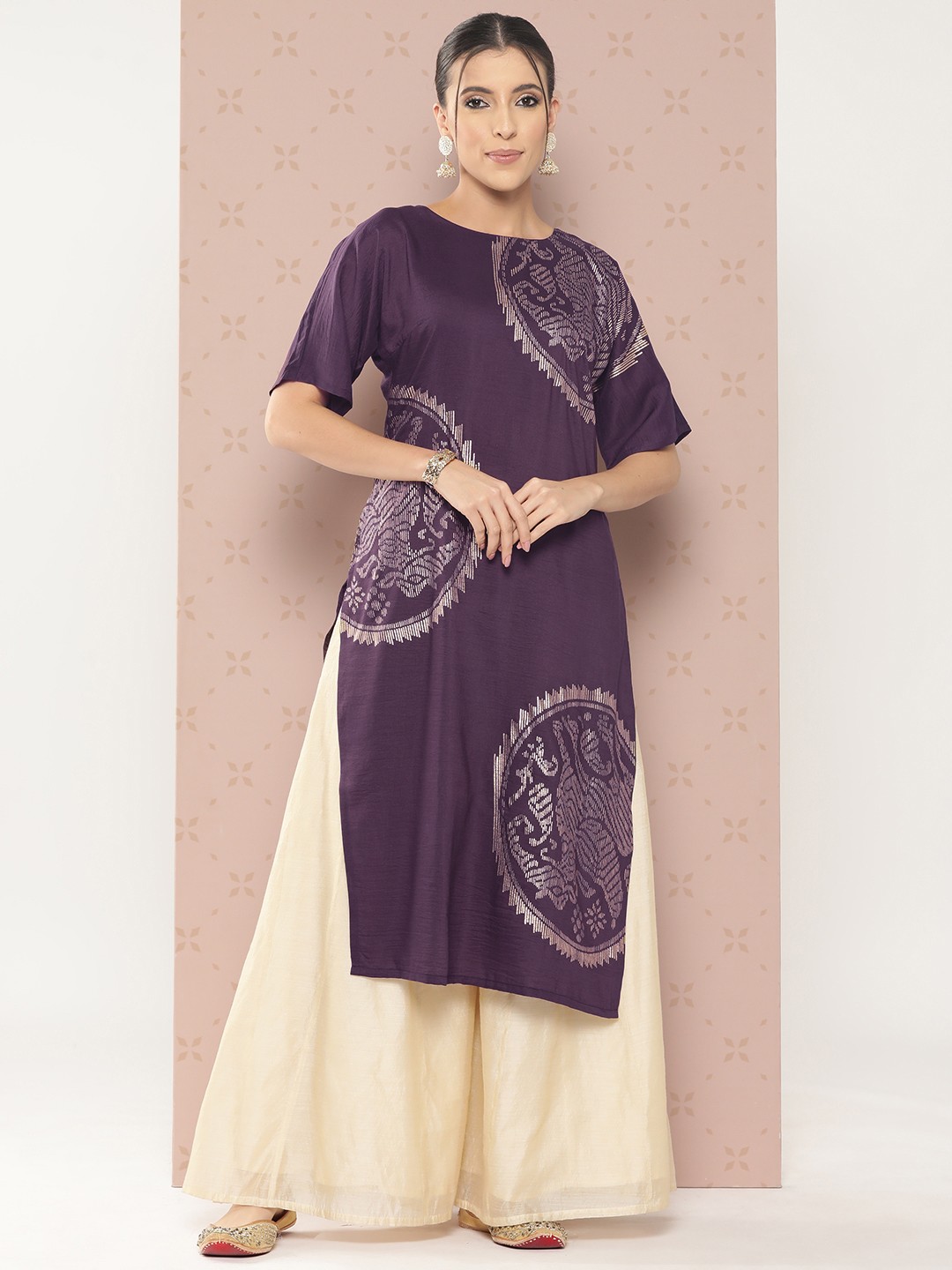 

Sangria Women Ethnic Motifs Printed Kurta, Purple