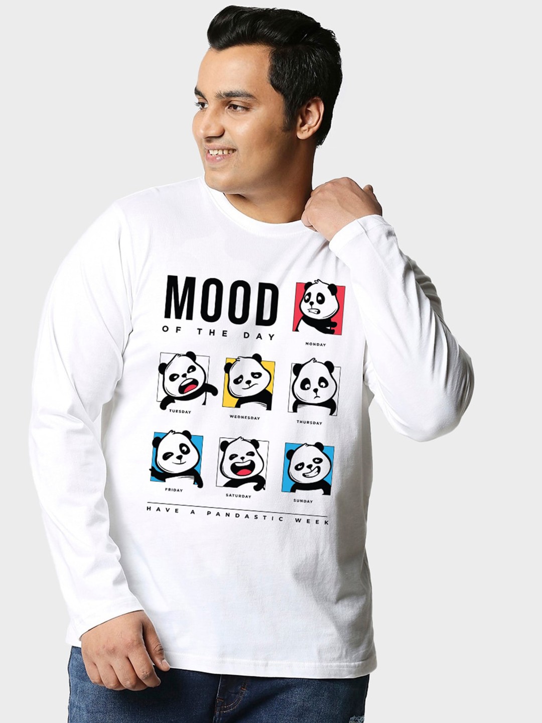 

Bewakoof Plus MOTD Panda Graphic Printed T-shirt, White