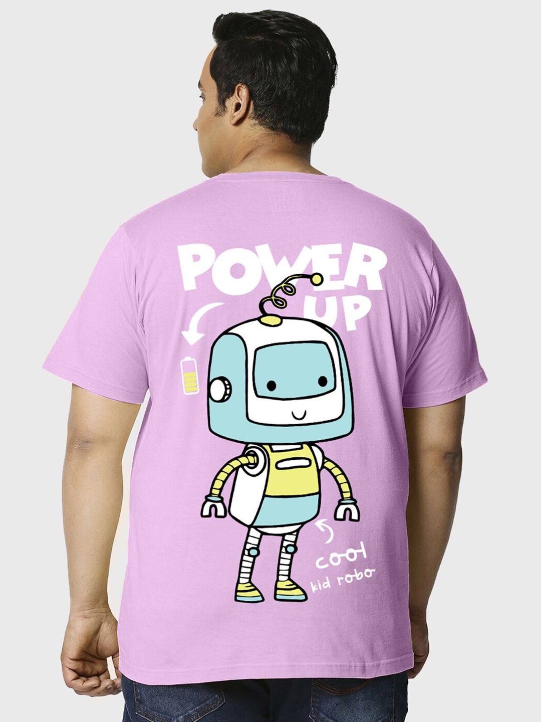 

Bewakoof Power Up Typography Print Oversized Plus Size T-shirt, Purple