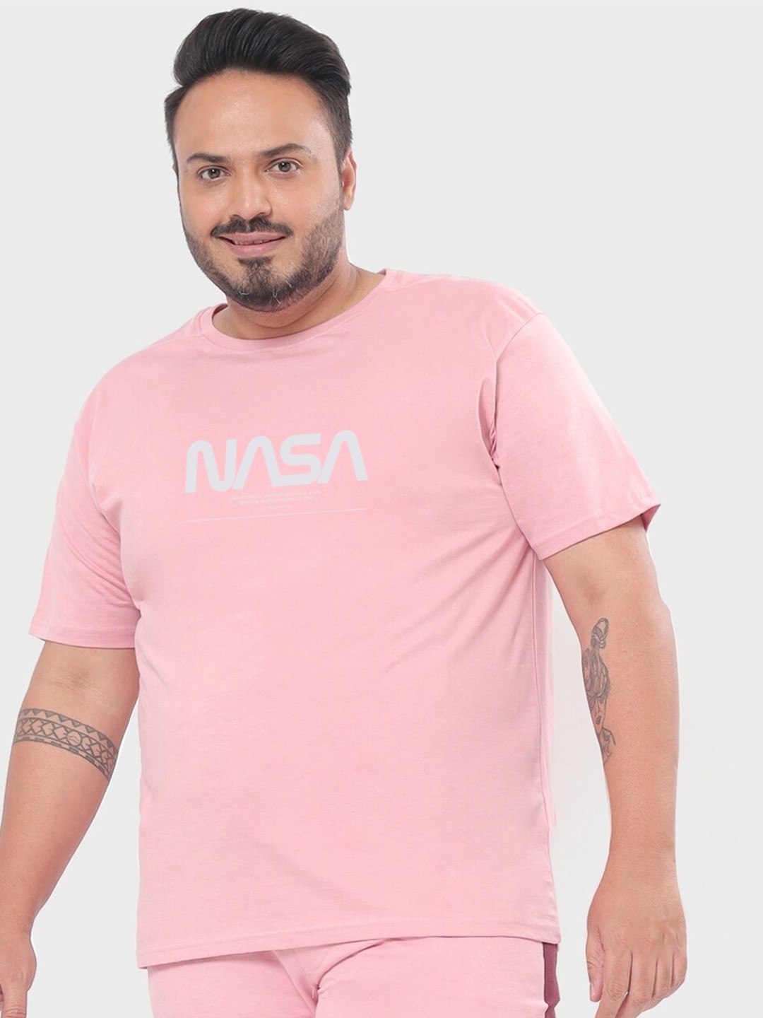 

Bewakoof NASA Typography Print Plus Size T-shirt, Pink