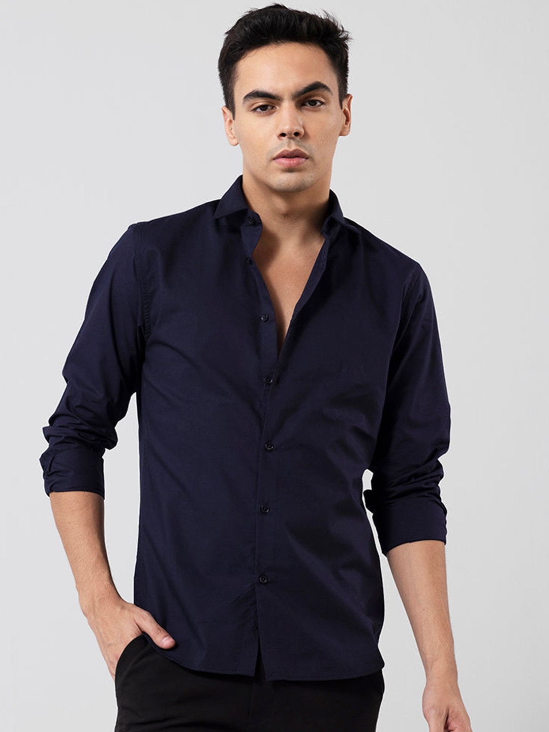 

Snitch Maroon Colour Spread Collar Classic Slim Fit Casual Shirt