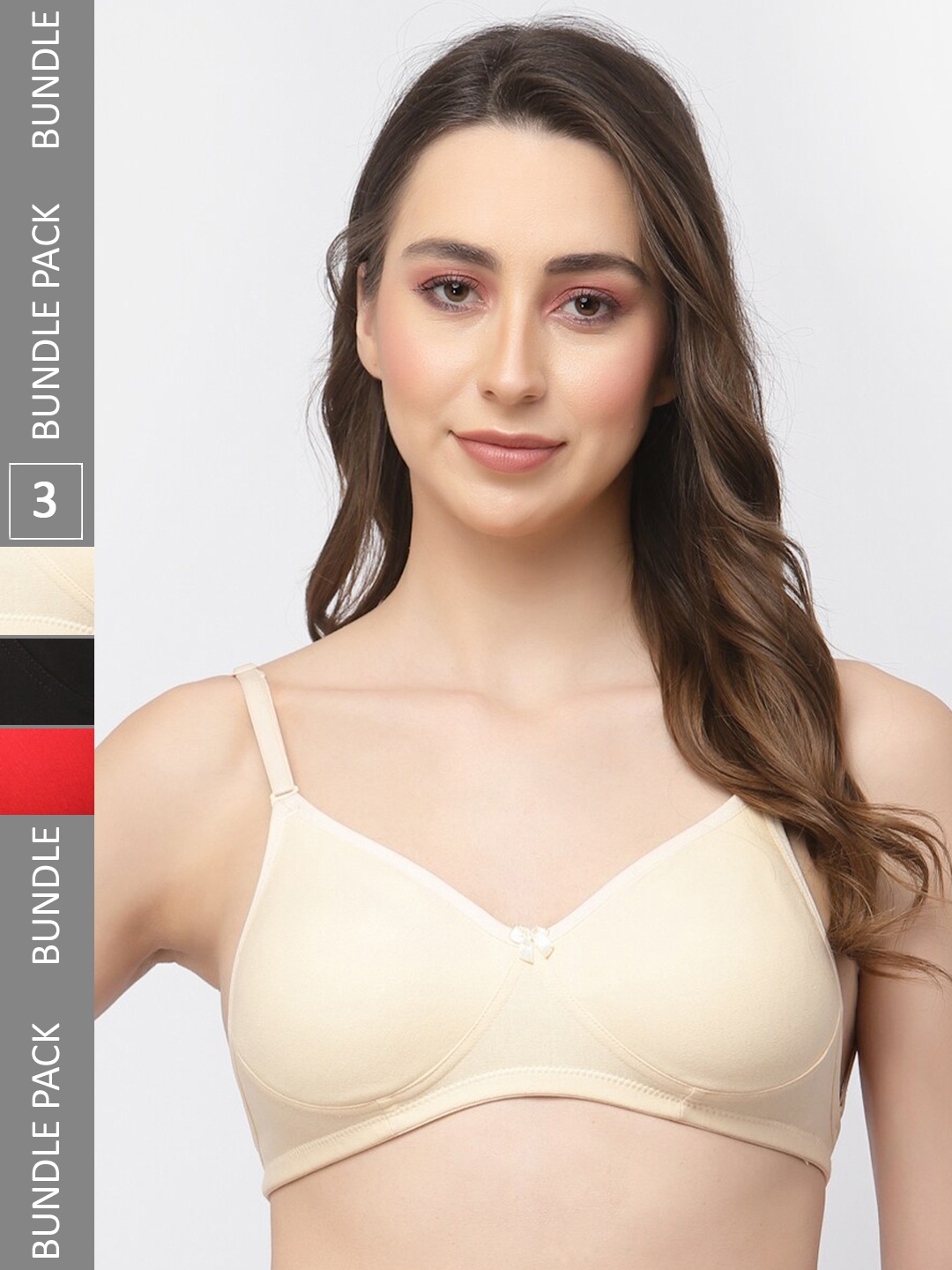 

College Girl Pack Of 3 Full Coverage All Day Comfort Cottton T-shirt Bra, Red