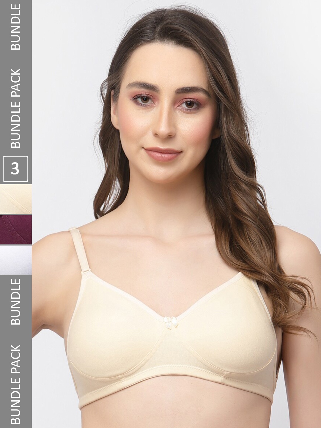 

College Girl Pack Of 3 Full Coverage All Day Comfort Cottton T-shirt Bra, Nude