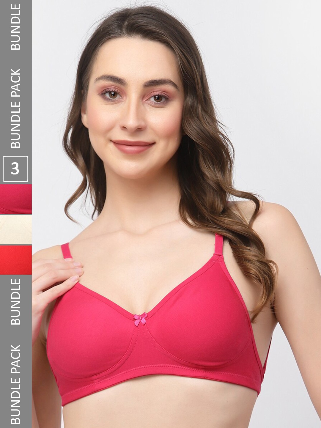 

College Girl Pack Of 3 Full Coverage All Day Comfort Cottton T-shirt Bra, Pink