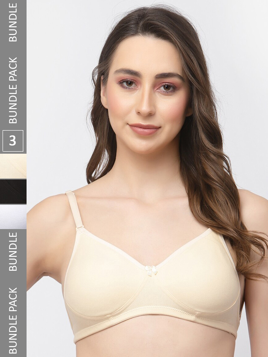 

College Girl Pack Of 3 Full Coverage All Day Comfort Cottton T-shirt Bra, Nude