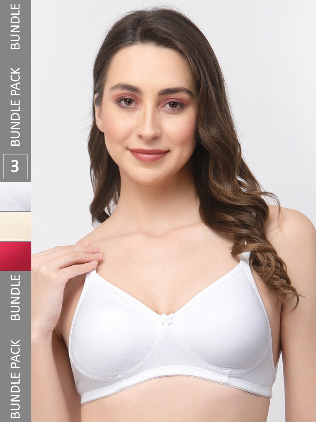 

College Girl Pack Of 3 All Day Comfort Full Coverage Seamless Cotton T-shirt Bra, Cream