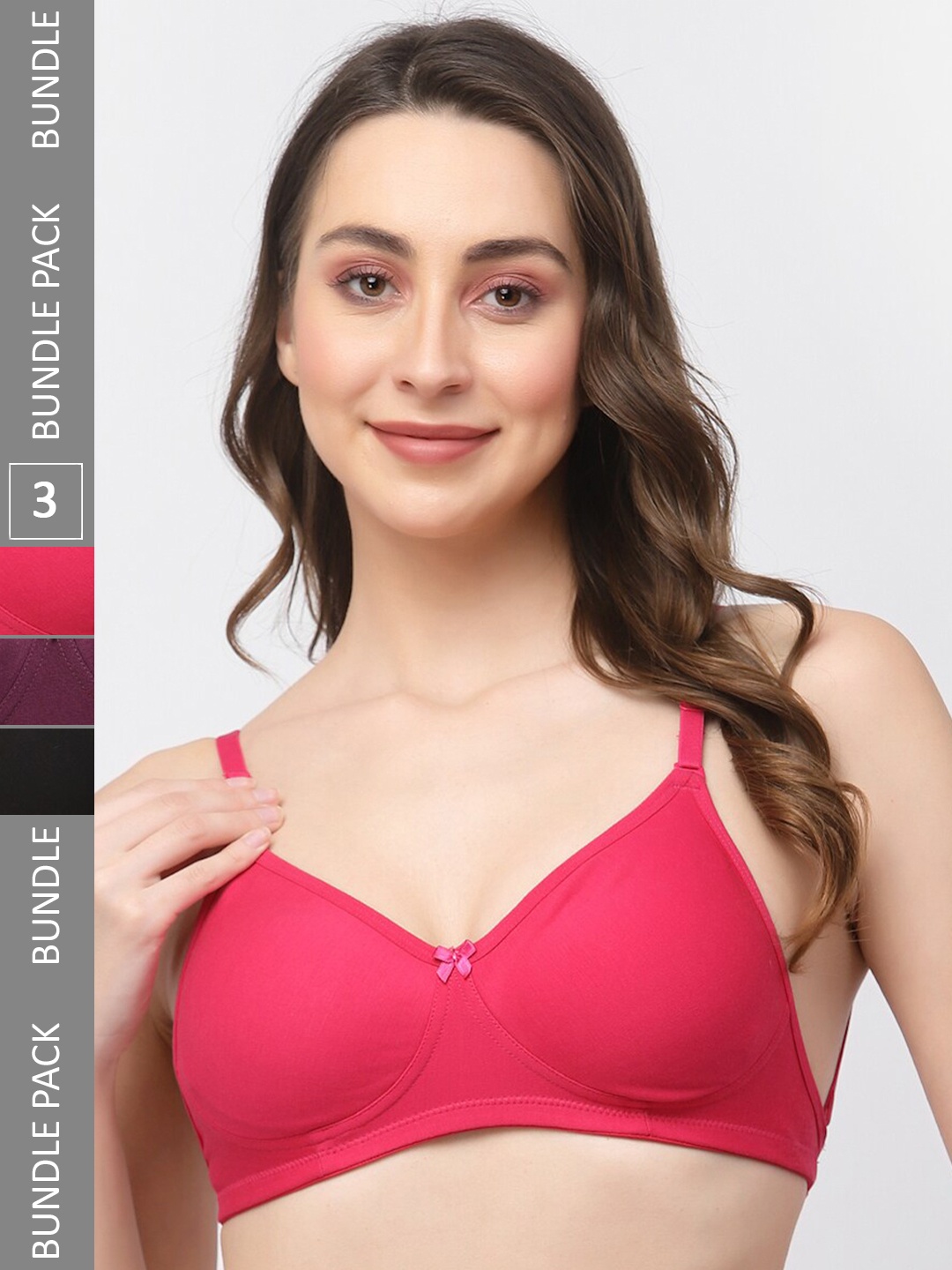 

College Girl Pack Of 3 Cotton All Day Comfort Full Coverage Super Support Seamless Bra, Purple