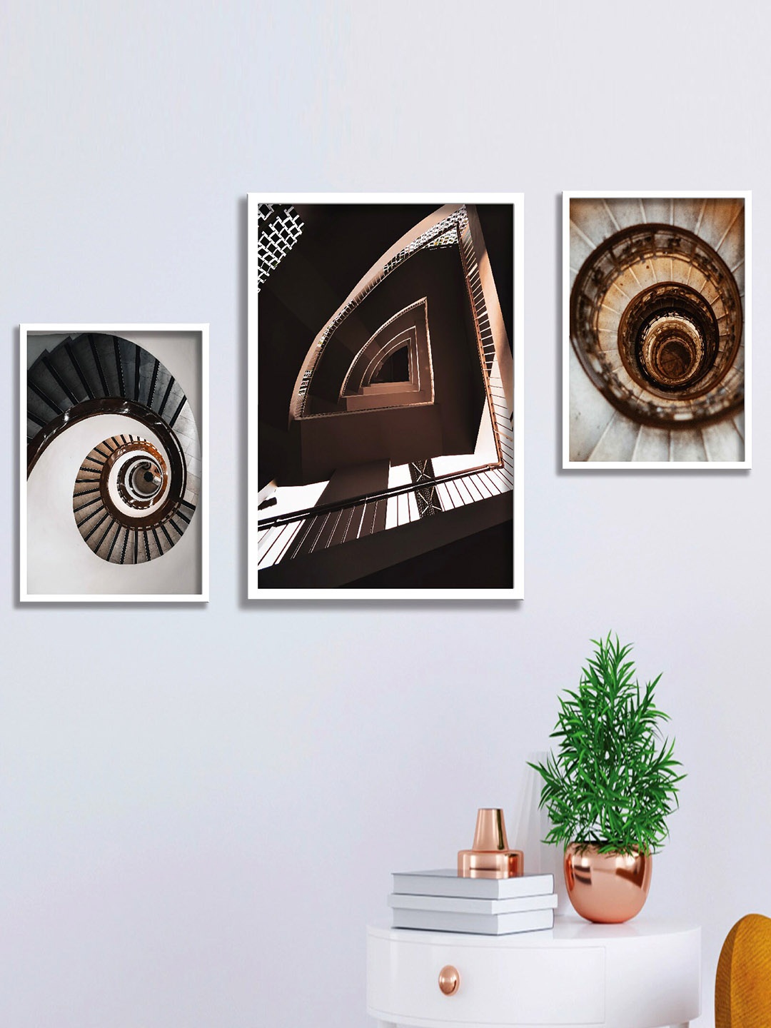 

SAF Black & Brown 3 Pieces Abstract Printed Wall Painting