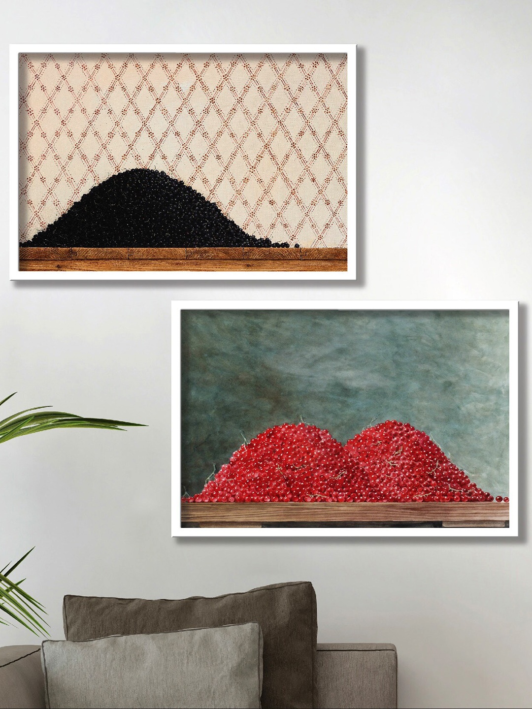 

SAF Beige & Red 2 Pieces Framed Painting Wall Art