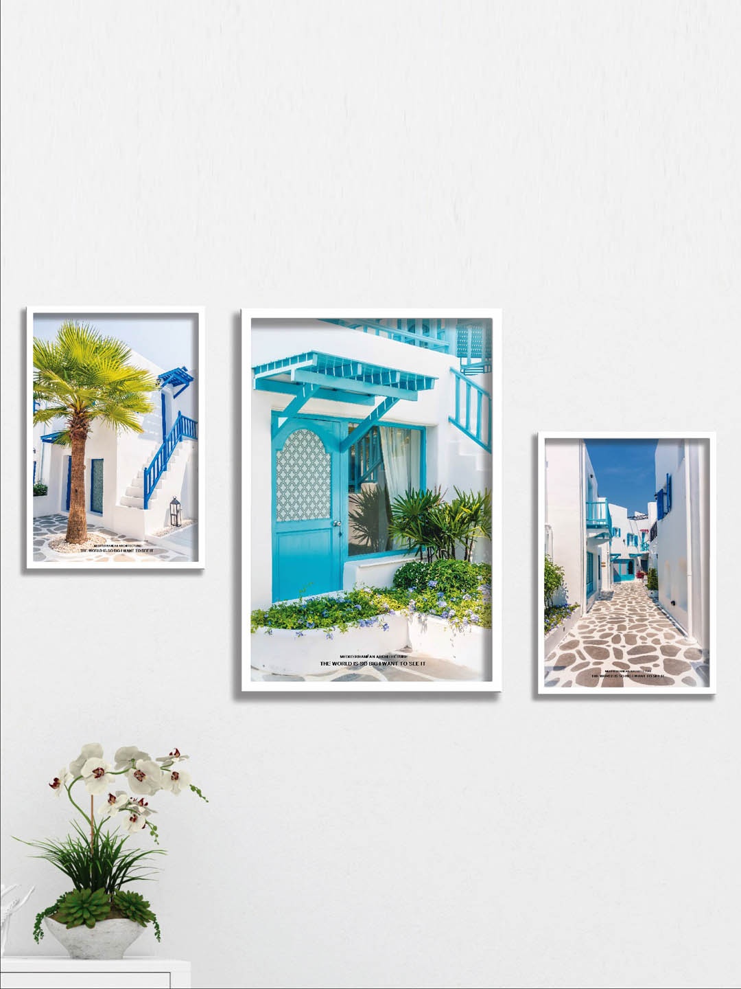 

SAF White & Blue 3 Pieces Painting Wall Art