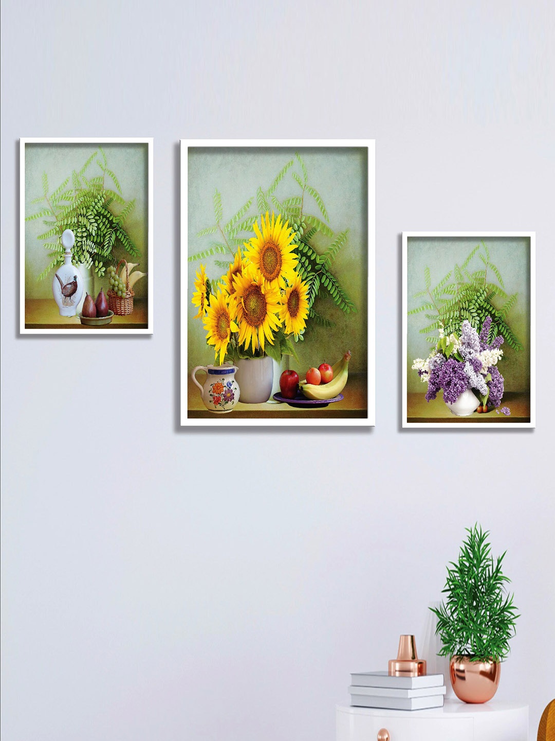 

SAF Green & Yellow 3 Pieces Framed Wall Art